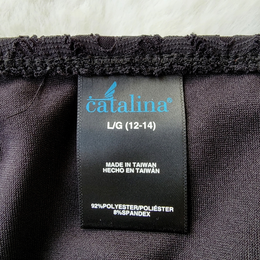 CATALINA ♡ NWT Gorgeous Black Eyelet Lace Bikini Swim Bottoms L 12-14 - Picture 10 of 13